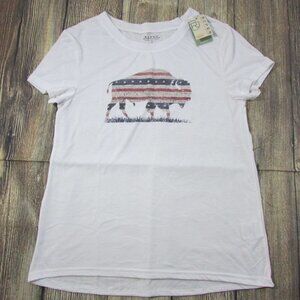 Roper Women's Short Sleeve American Patriotic Buffalo T-Shirt - White